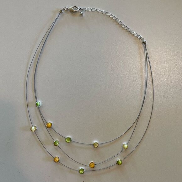 Avon 2000 New in Box Glass Cat's Eye Accent Cable Necklace & Earring Sent - Picture 7 of 9